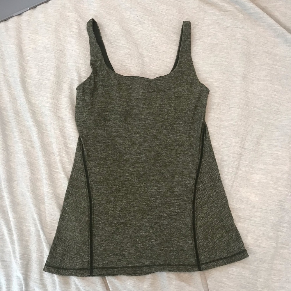 LULU LEMON green yoga tank w/ bra - 4